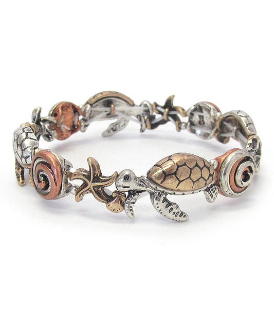 ( A325 )  VINTAGE METAL SEALIFE  BRACELET