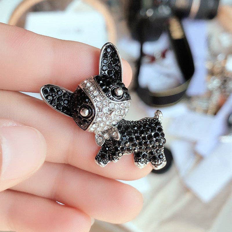 Cute Cartoon Dog Brooch for Women - Stylish Animal Pin with Rhinestones: French Bulldog Brooch
