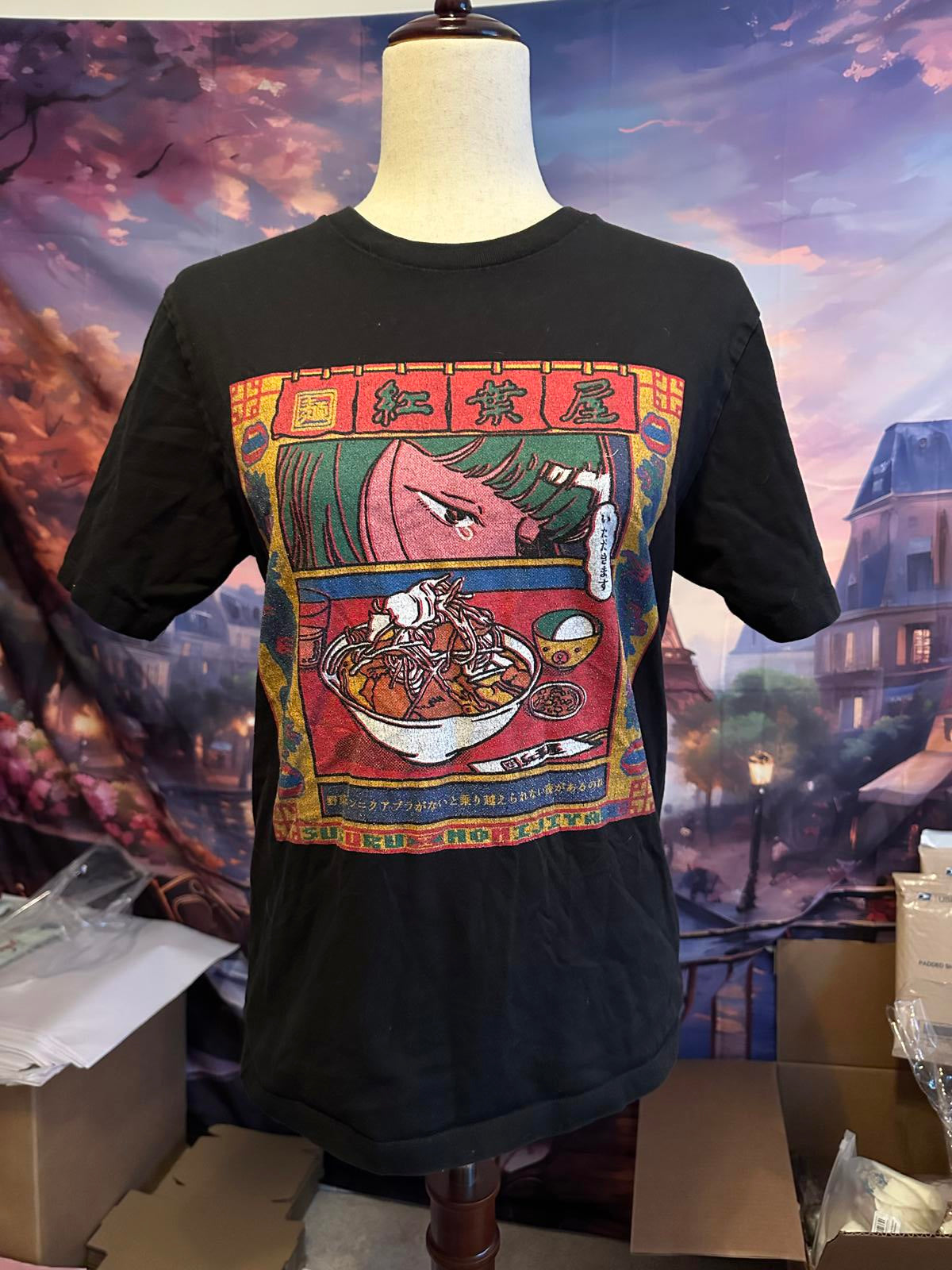 Graniph Graphic Print Black Unisex T-Shirt Size Small