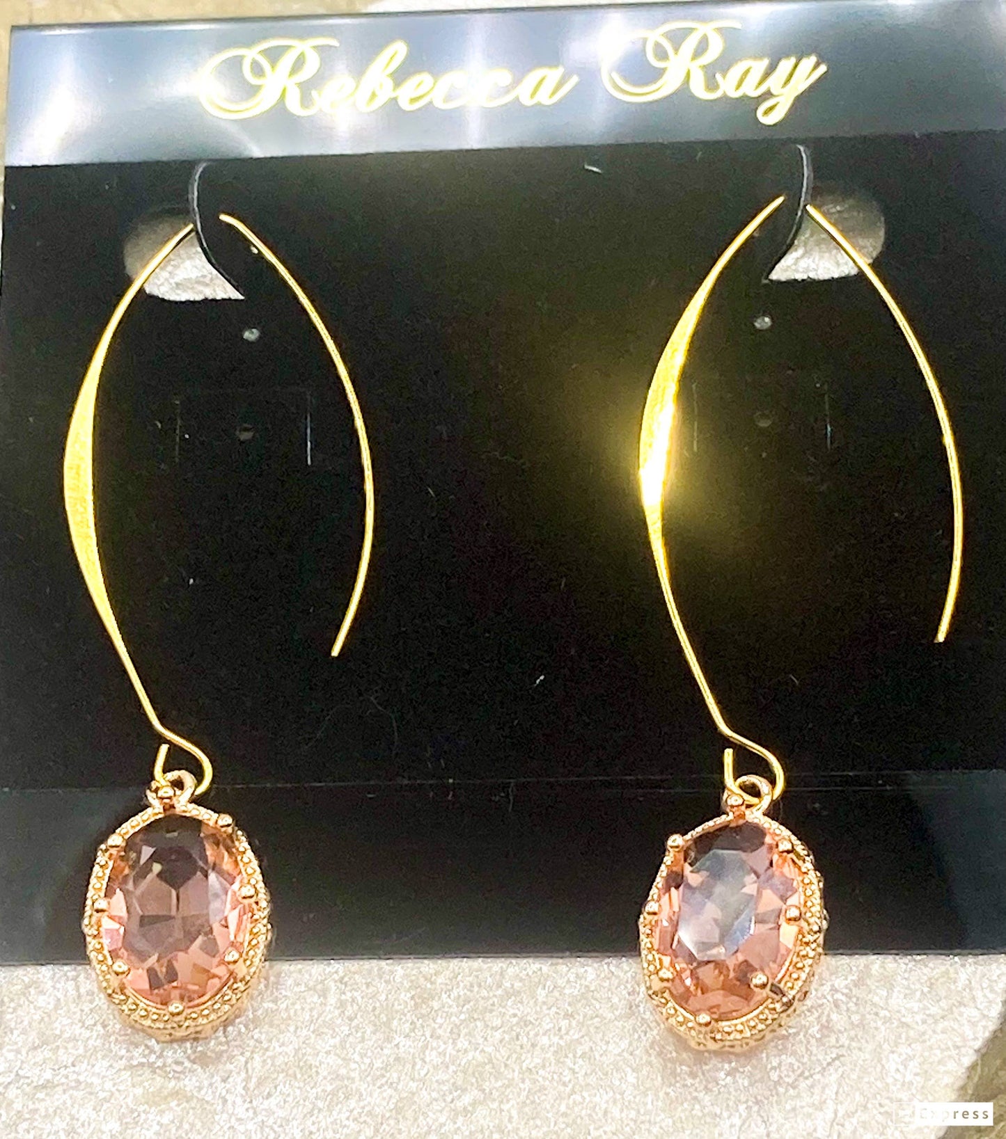 Gold Linear Earring with Crystal Drop: Burgundy