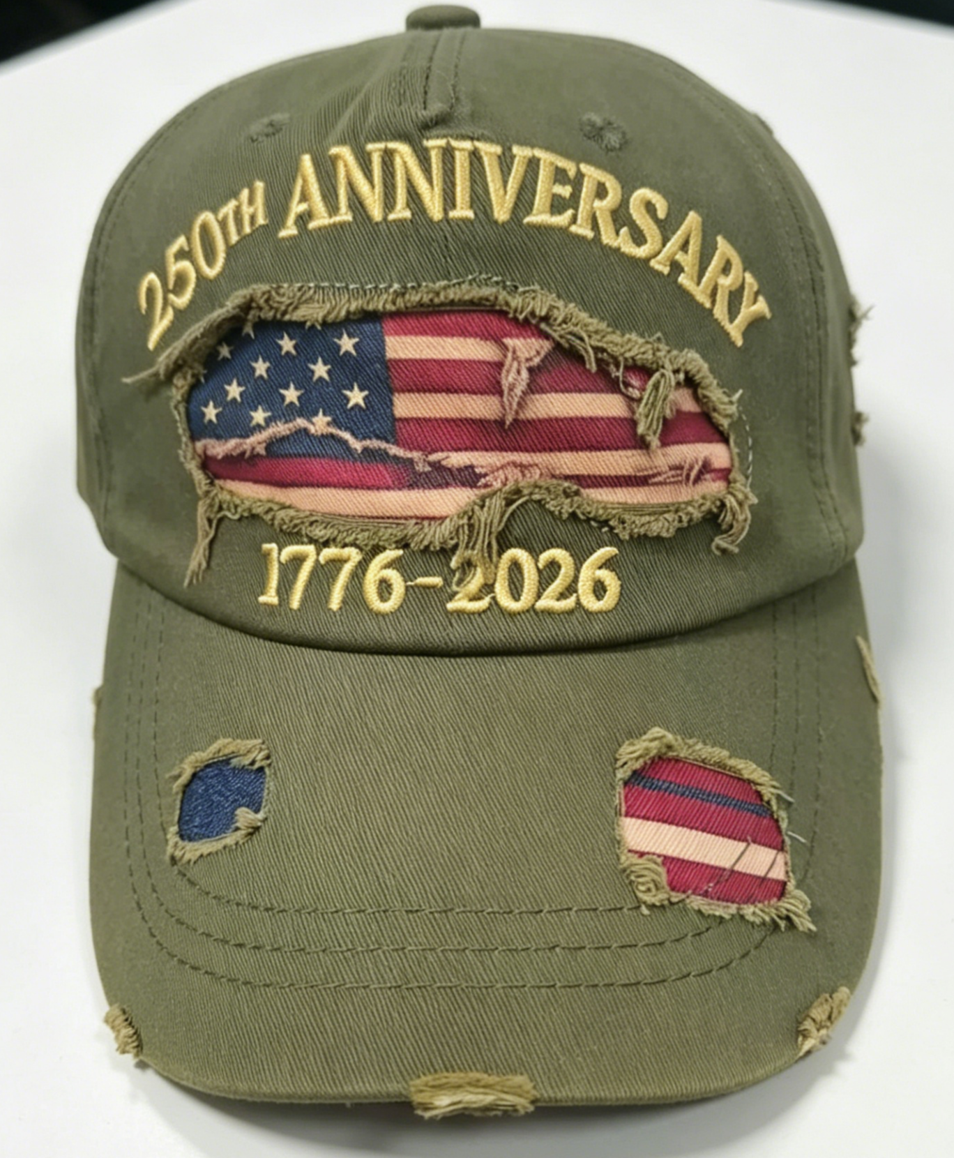 250th Anniversary USA Flag Embroidered Baseball Cap: Eagle / M