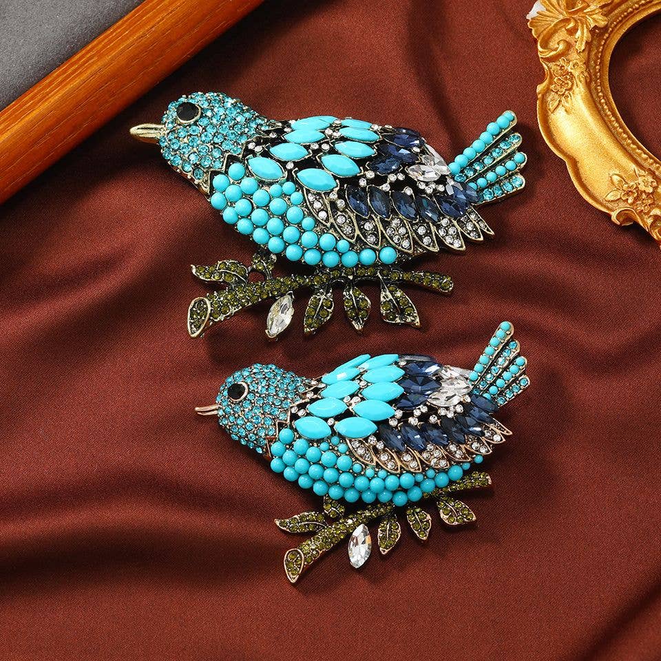 Retro Full Rhinestone Magpie Brooch Stylish Big Bird Jacket Pin: Large Champagne