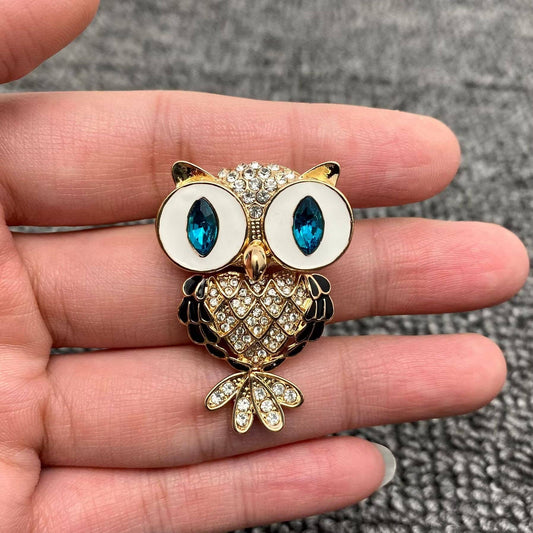 Sparkling Rhinestone Owl Brooch
