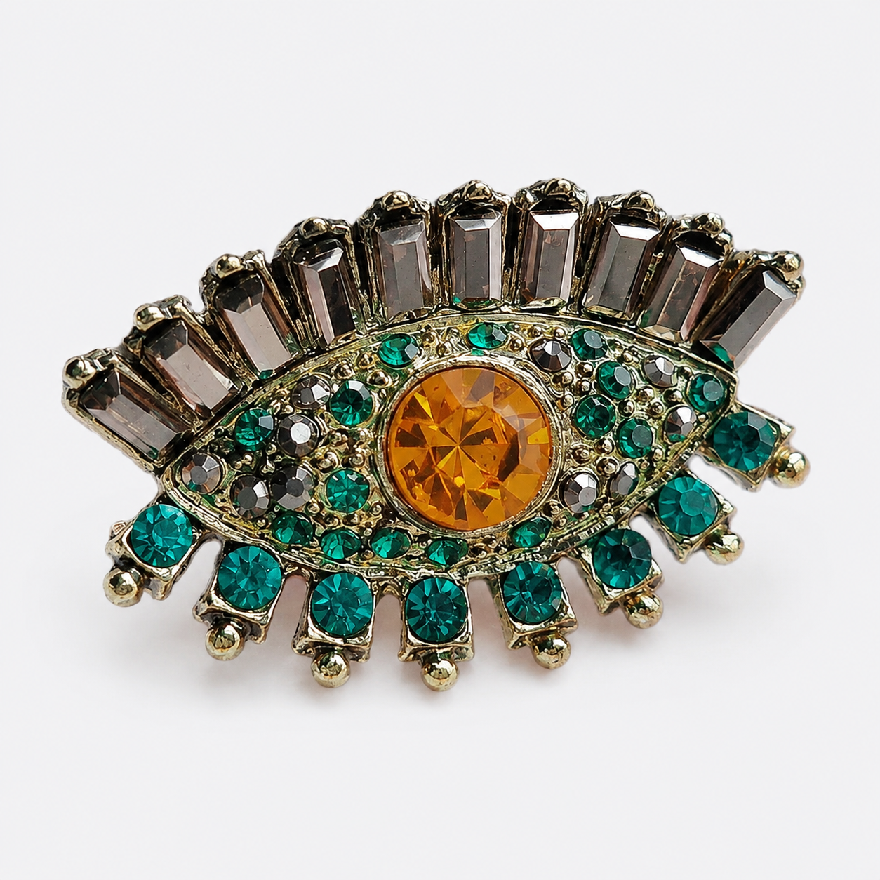 Baroque Style Eye Brooch with Pearl Tassel: A1