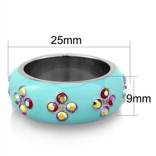 TK1768 - High polished (no plating) Stainless Steel Ring with Top Grade Crystal  in Light Rose: 7