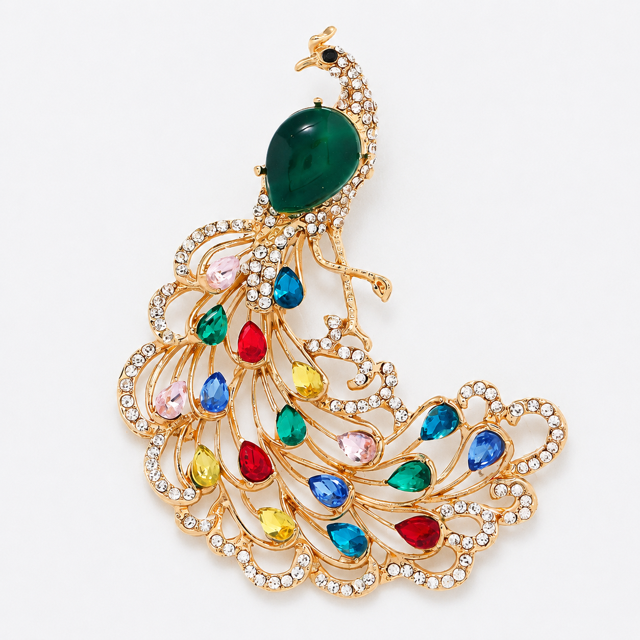 Majestic Crystal Peacock Brooch Pin: A1