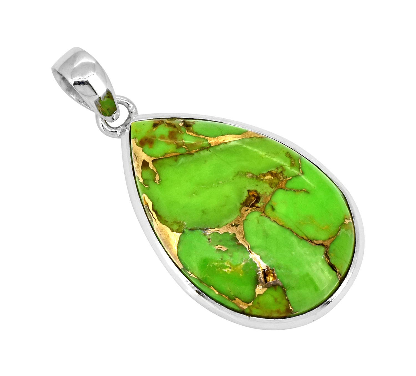 Green Turquoise Necklace 925 Sterling Silver 18" Chain