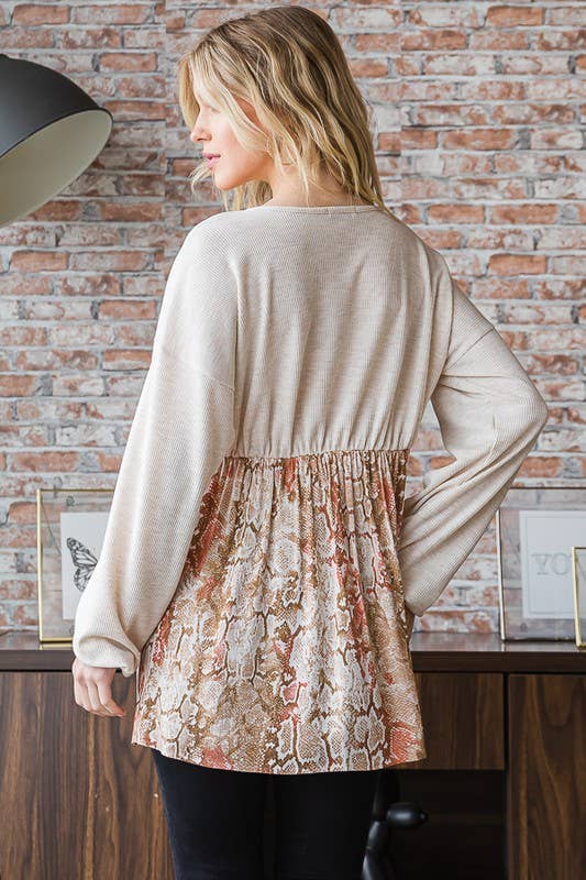 ET7348-10 BABYDOLL TOP: BRICK / 2-2-2 (S-M-L)