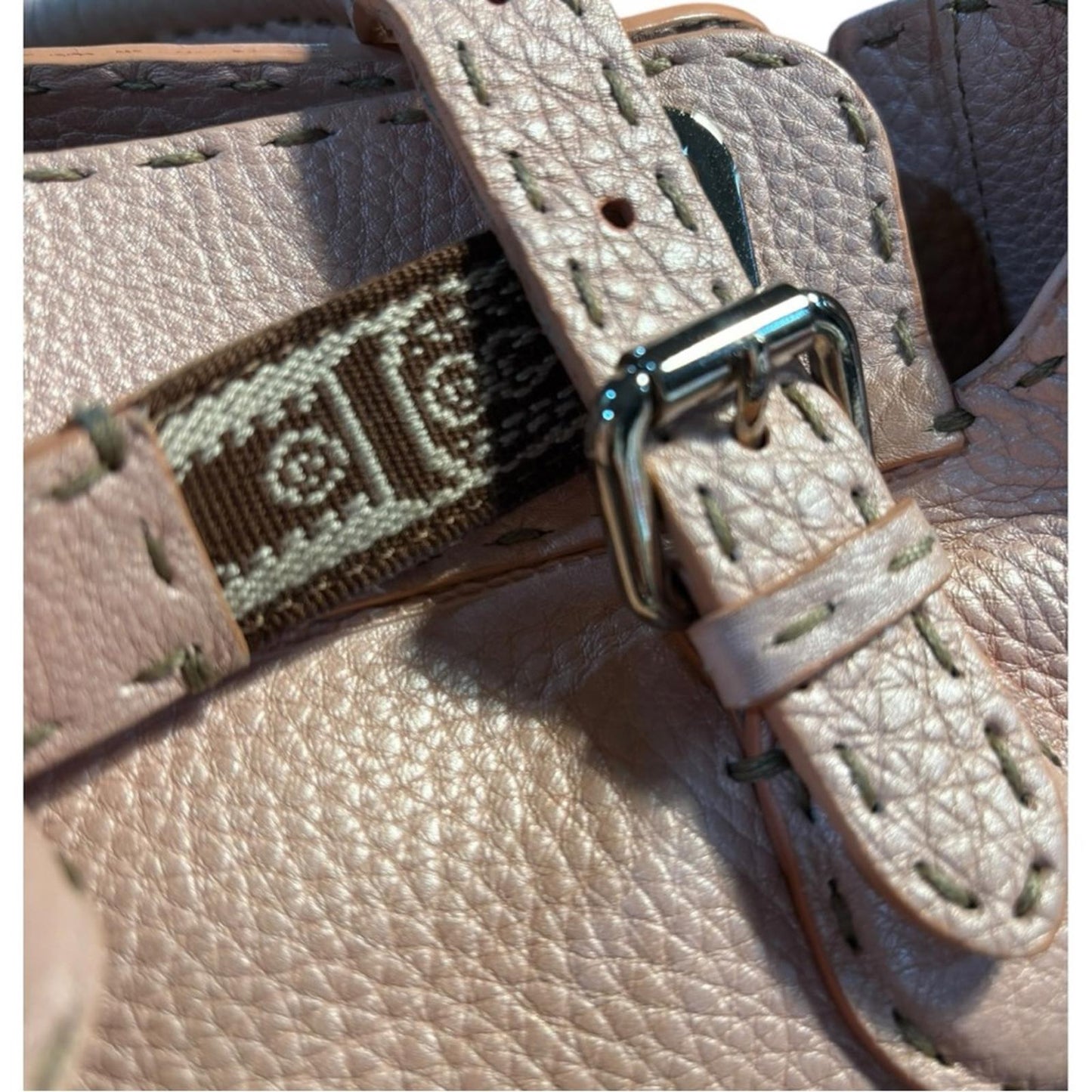 Fendi Selleria Horse Embossed Leather Satchel Tote Blush