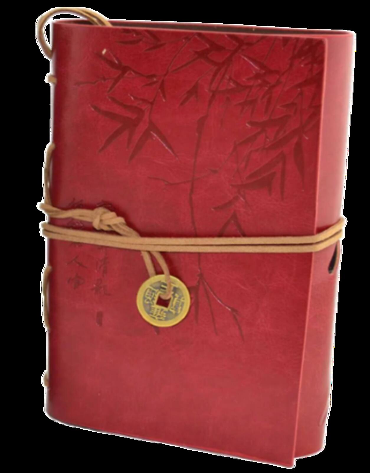 Asian Bamboo Leatherette Journal Notebook - Red