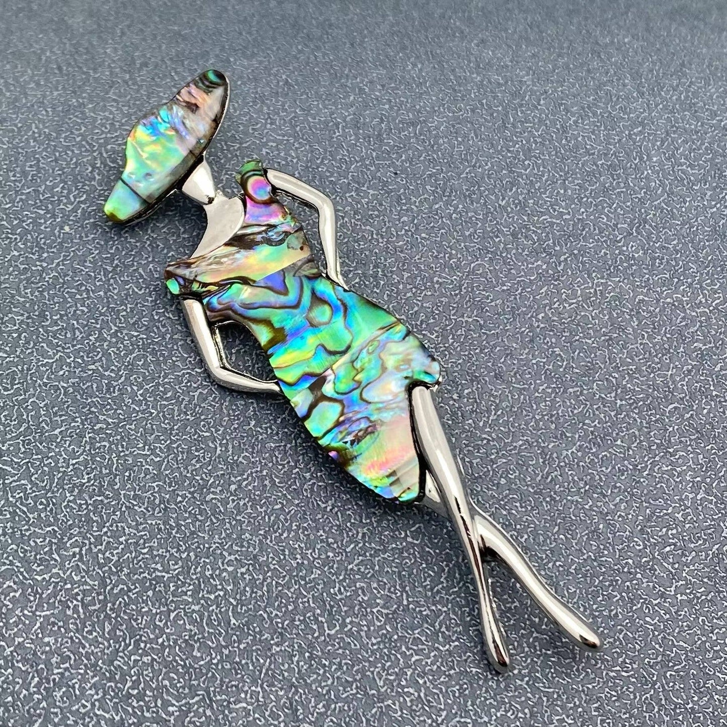 Abalone Shell Silver Tone Fashion Lady Brooch