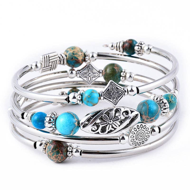 Natural Stone Wrap Beaded Bracelet Bangle: Amazon stone