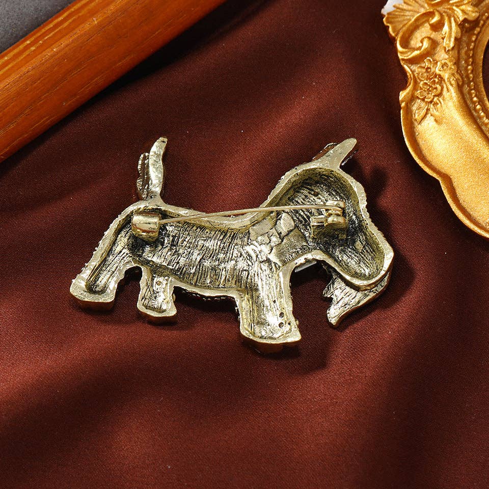 French Bulldog Enamel Brooch Cute Animal Pin Vintage Style: Red Scottish Terrier Brooch