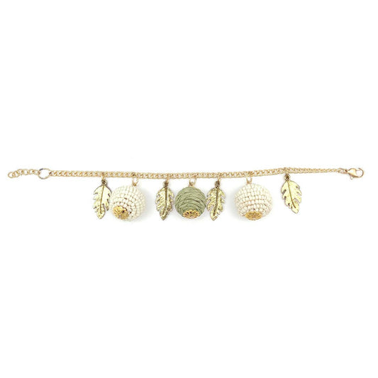 Sachi Calming Sage Collection Bracelet - Sphere, Leaf Charms