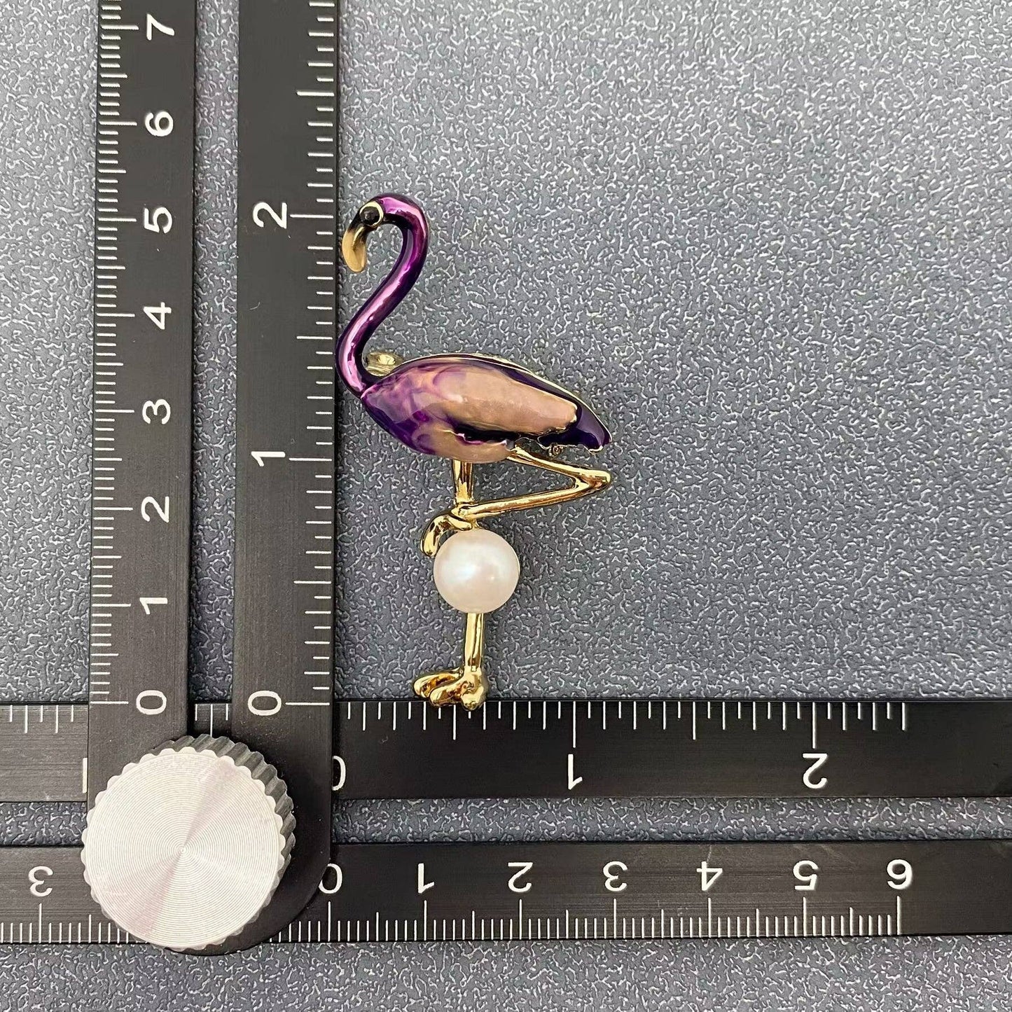 Inlaid with Pearl Enamel Flamingo Brooch: Red
