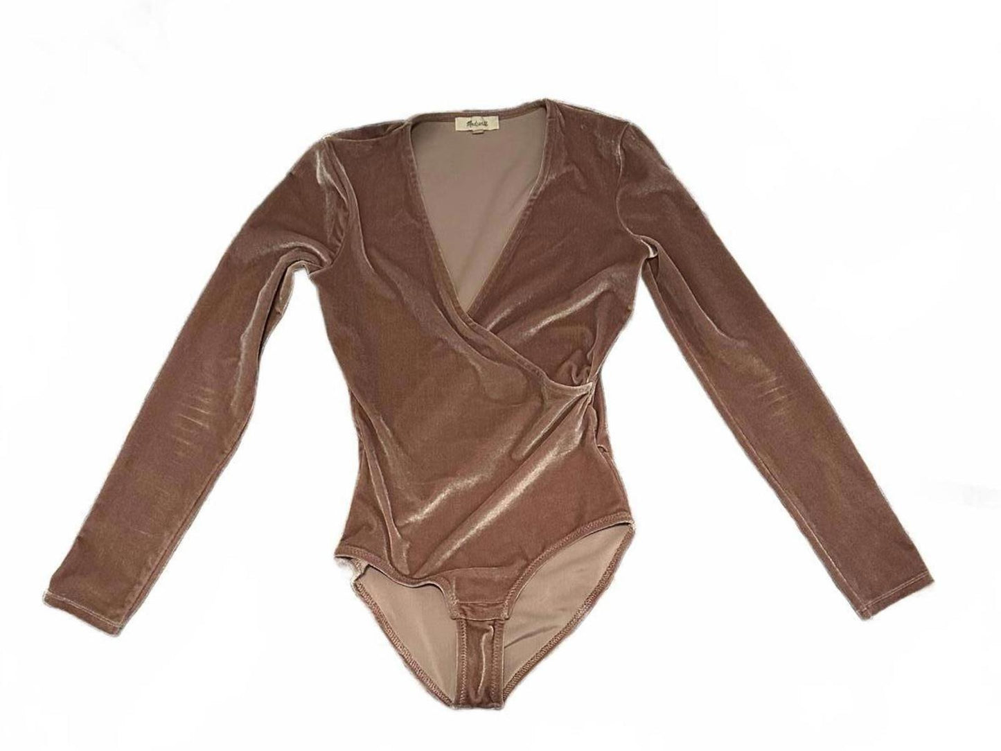 Madewell Velvet Long Sleeve Wrap Bodysuit - XXS