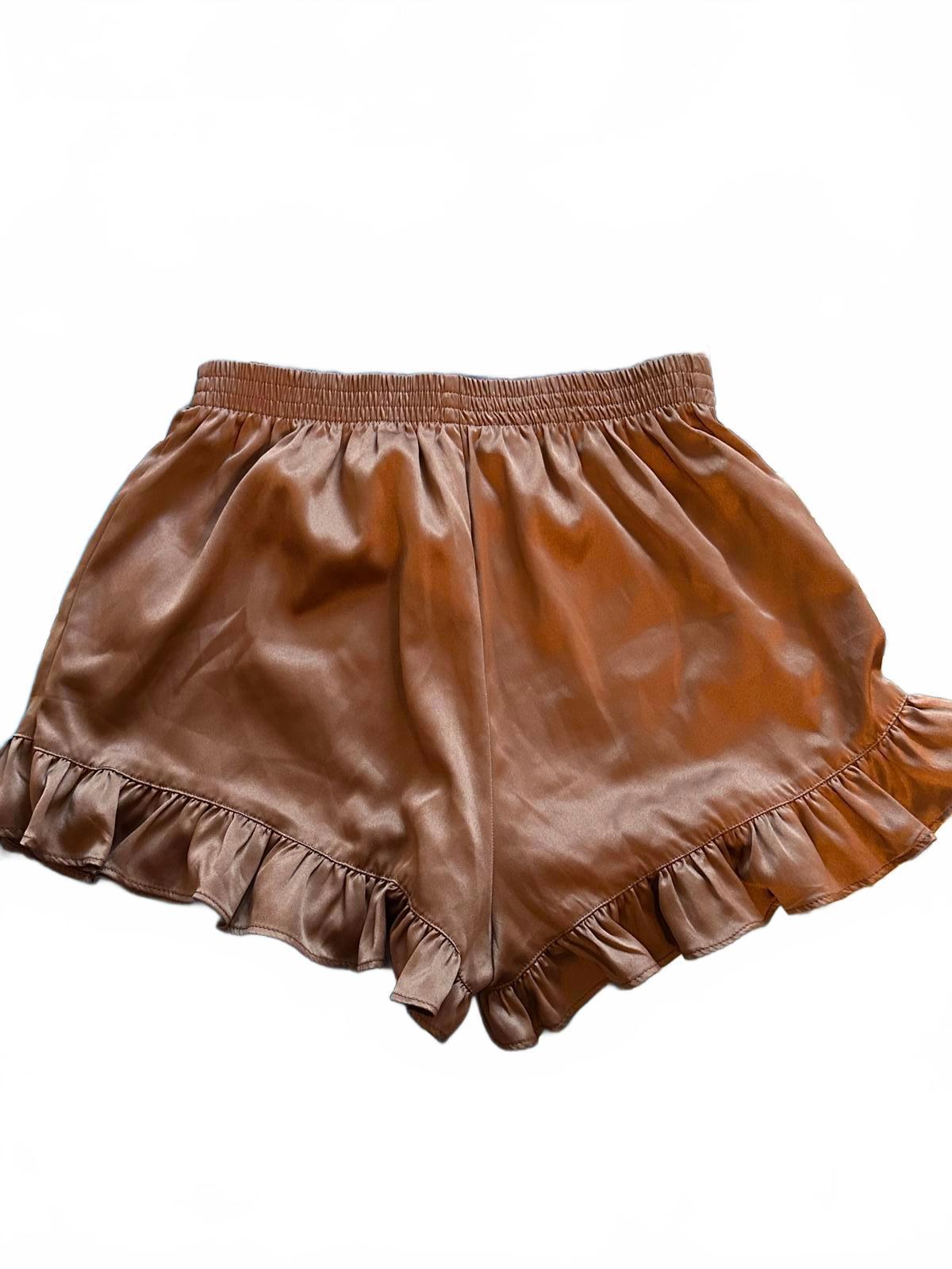 Nasty Gal Brown Ruffle‑Hem Casual Shorts Women’s 6