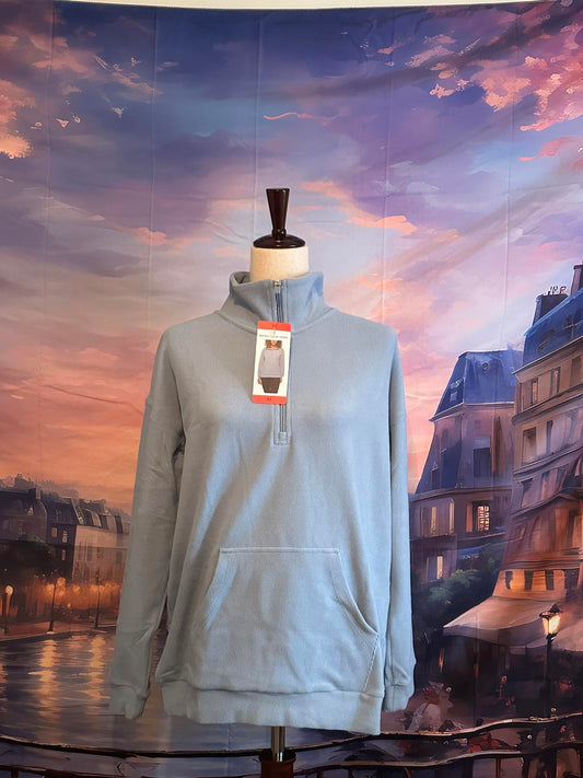 Marc New York Women Light Blue Half-Zip Sweatshirt M