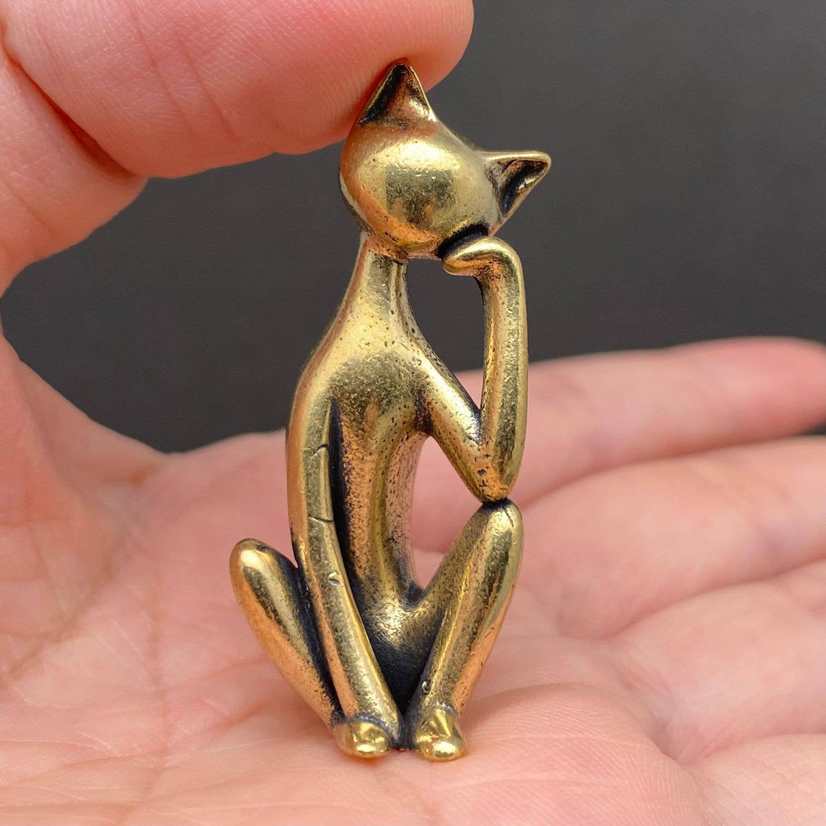 Contemplative Cat Brass Crafts Decoration Desktop Ornaments