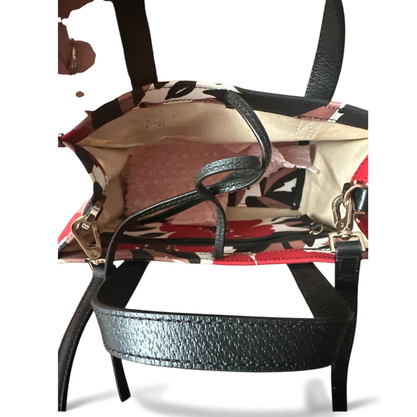 Kate Spade Floral Canvas Bag with Leather Handles and Strap