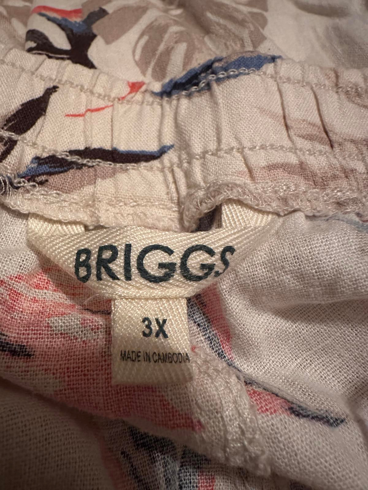 Briggs Women's 3X Linen Rayon Casual Pants with Floral Print