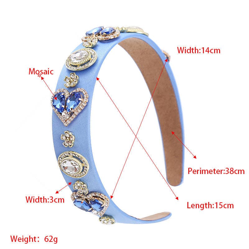 Baroque Glass Heart Headband Trendy Elegant Hair Accessory: Red