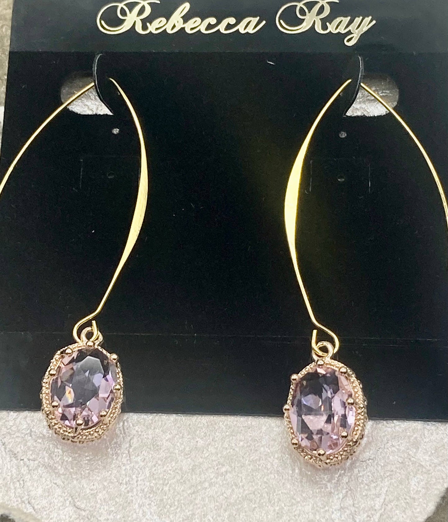 Gold Linear Earring with Crystal Drop: Burgundy