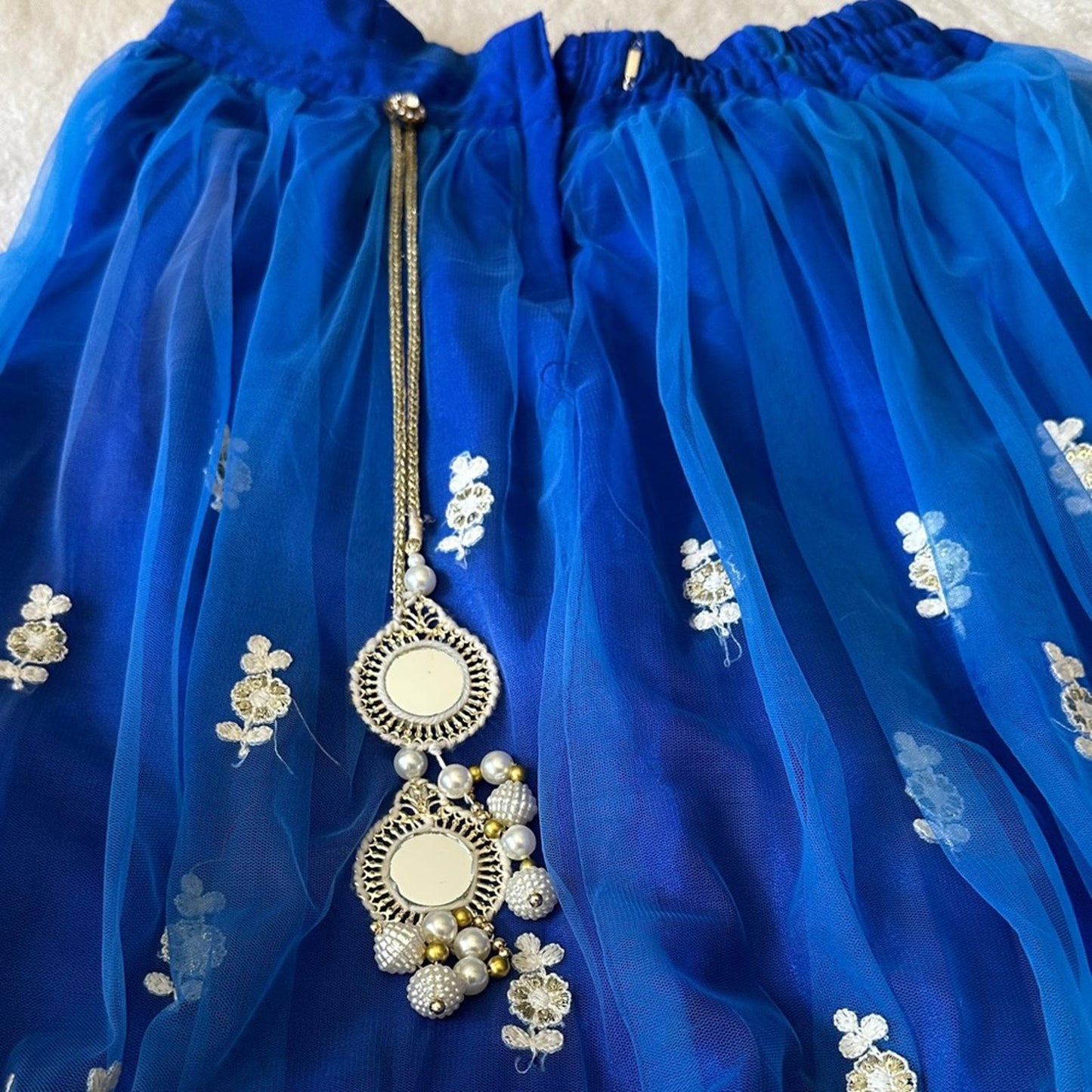 Elegant White and Blue 2-piece Gagra Girls