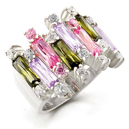 Kora Cocktail Ring - 925 Sterling Silver, AAA CZ , Multi Color - 37611: 6