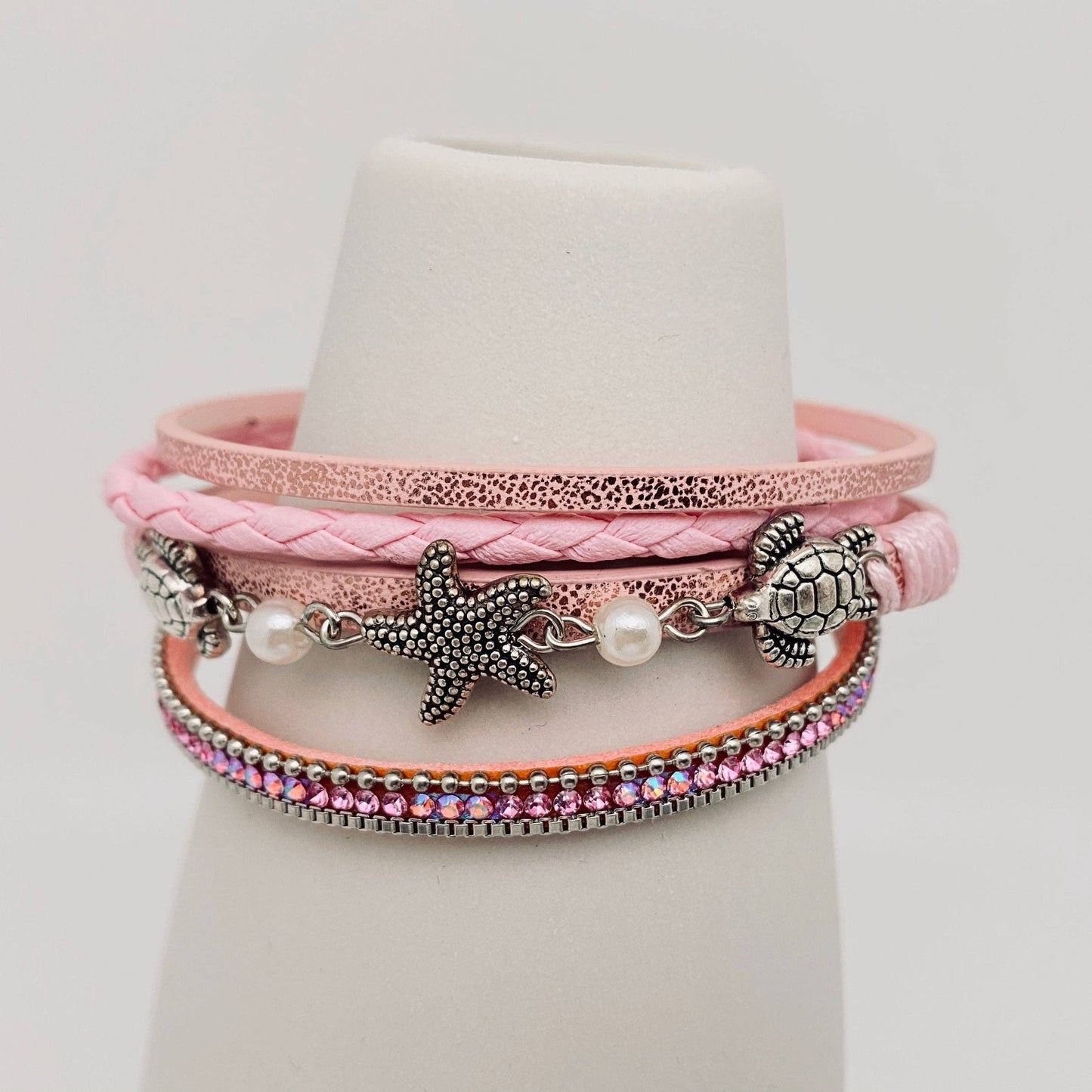 Starfish Turtle Pendant Bohemian Leather Bracelet: 1