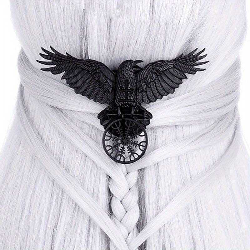 Vintage Viking Large Black Crow Hair Clip Duckbill Clip Party Accessory: Black