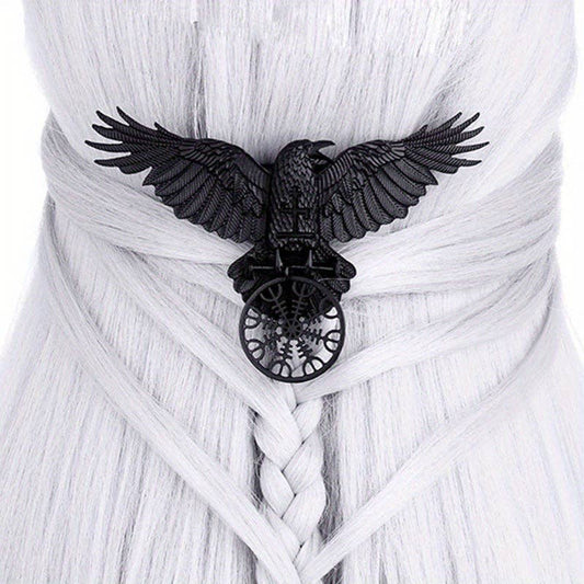 Vintage Viking Large Black Crow Hair Clip Duckbill Clip Party Accessory: Black