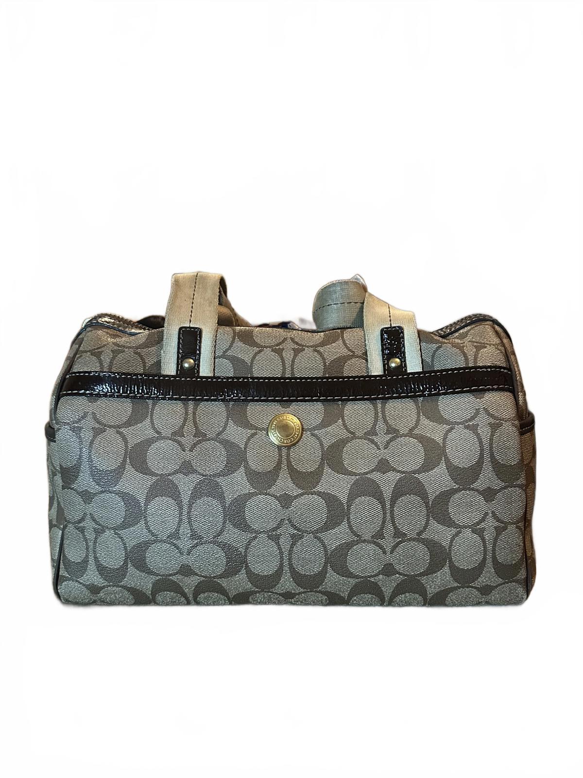 Coach Y2K Signature Stripe Barrel Satchel Canvas Leather