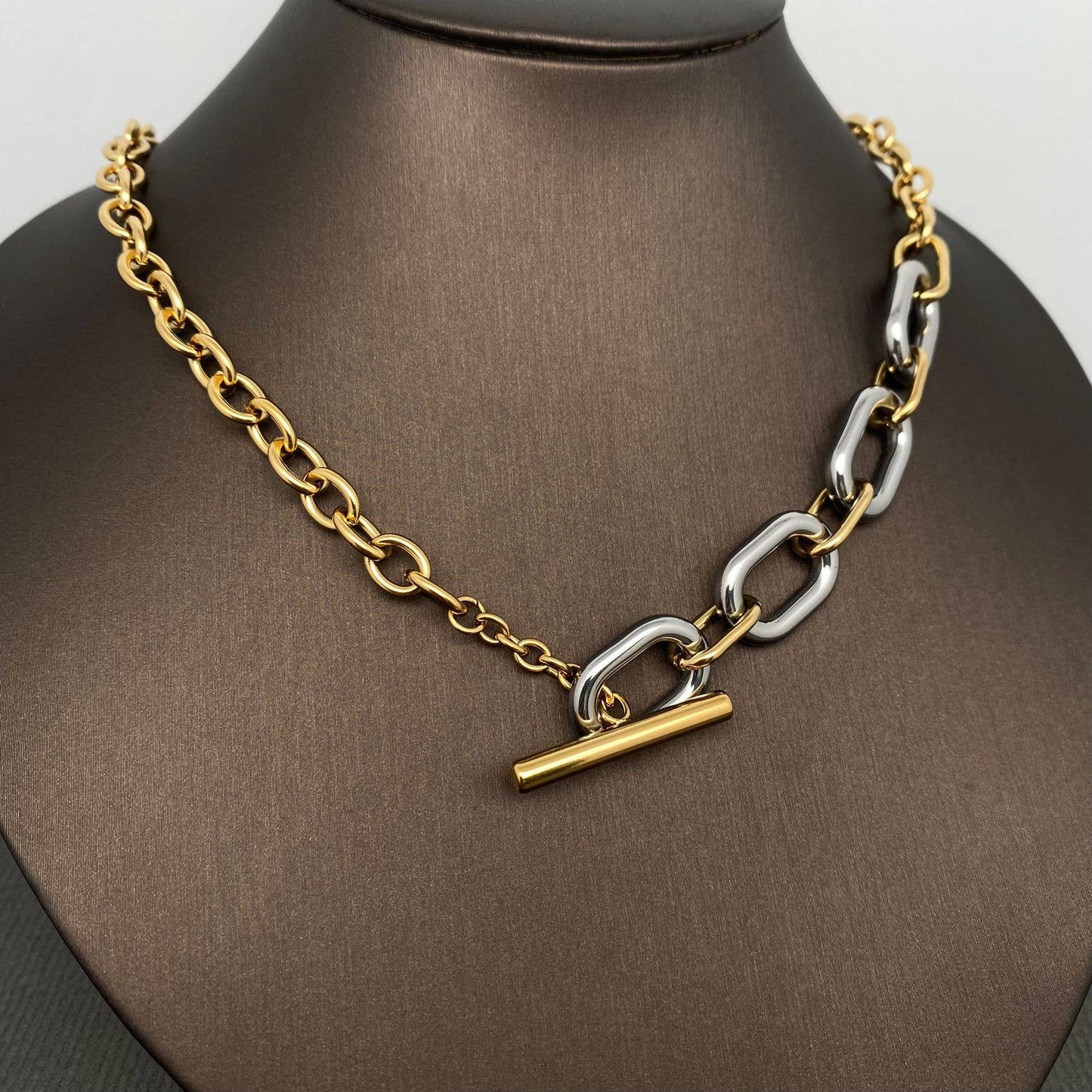 Two Tone 18K Gold Plated S.Steel Chain Necklace - FGS