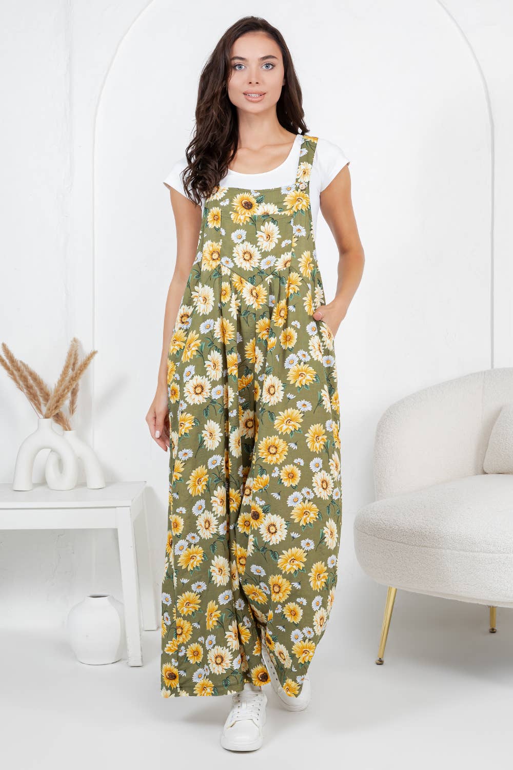 Flower Print Overall  : S