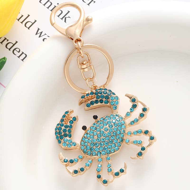 Metal Colorful Crab Keychain Bag Charm: Red