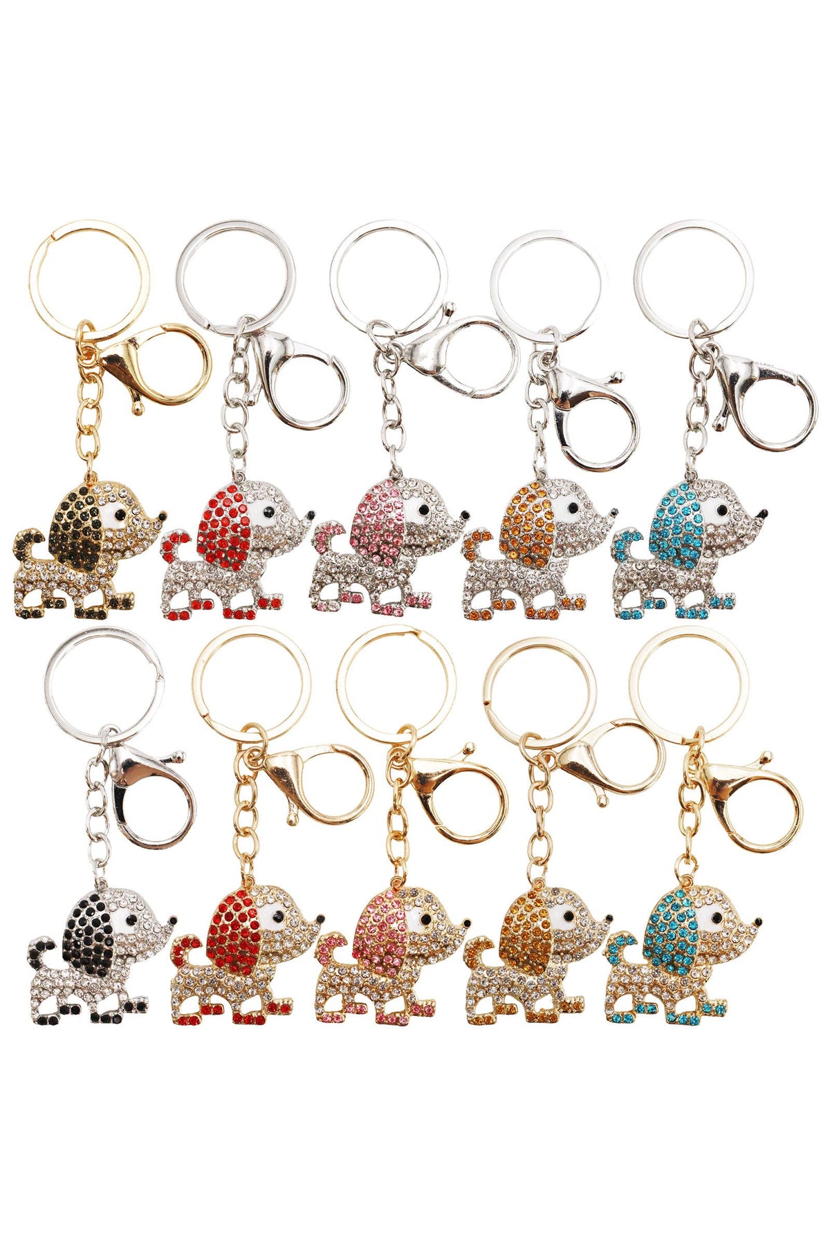 Puppy Dog Bling Rhinestone Key Chain: ASSORTED / ONE SIZE