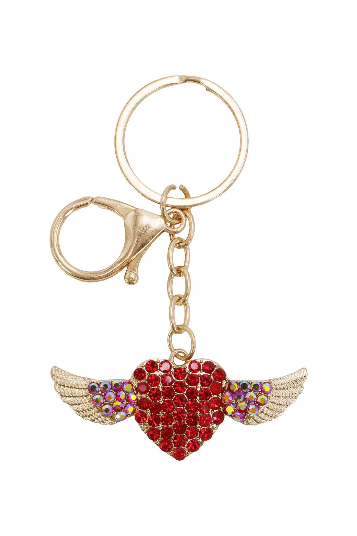 Winged Heart Bling Crystal Rhinestone Key Chain: ASSORTED / ONE SIZE