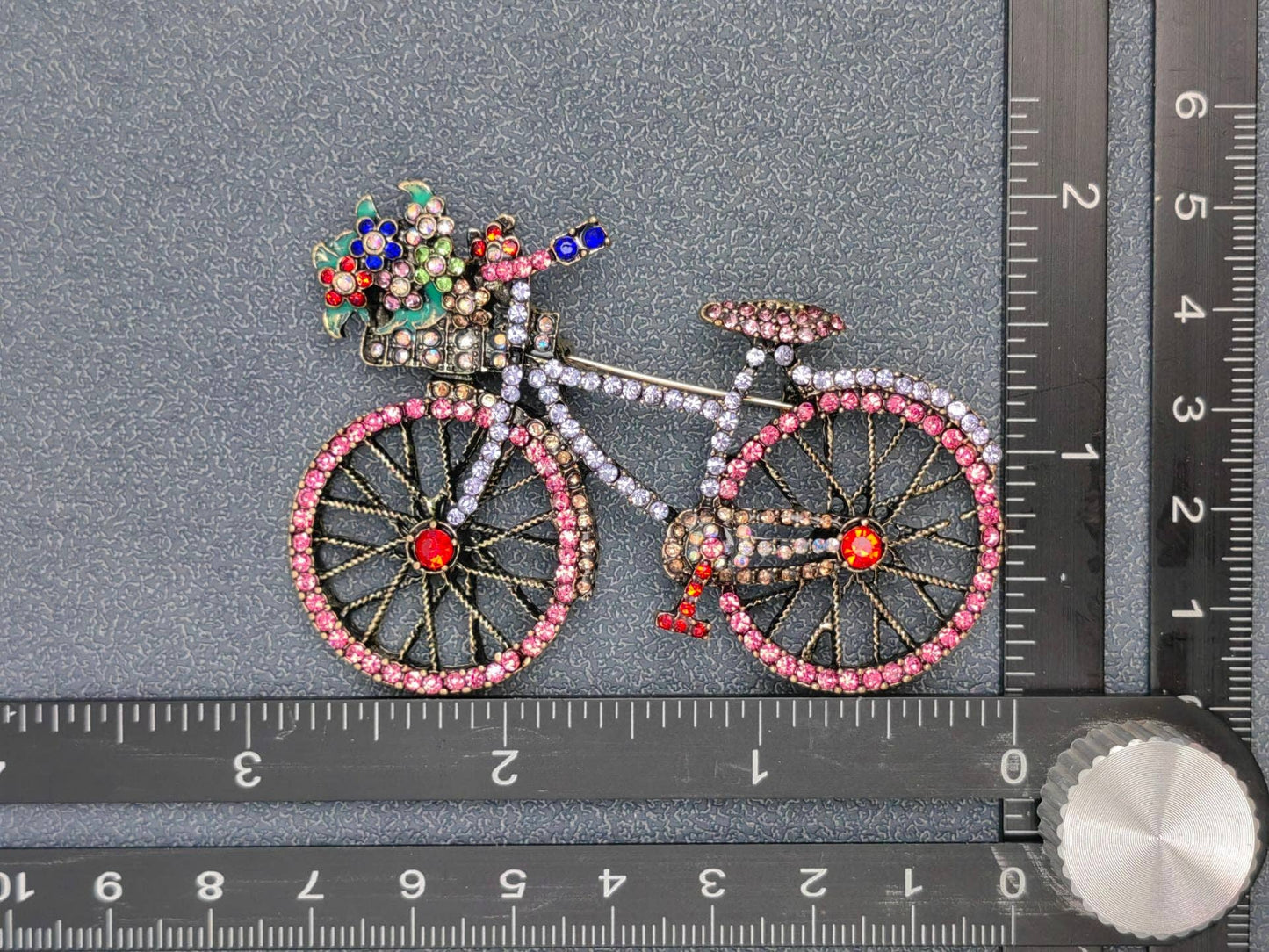 Creative Colorful Rhinestone Bicycle Brooch: Blue