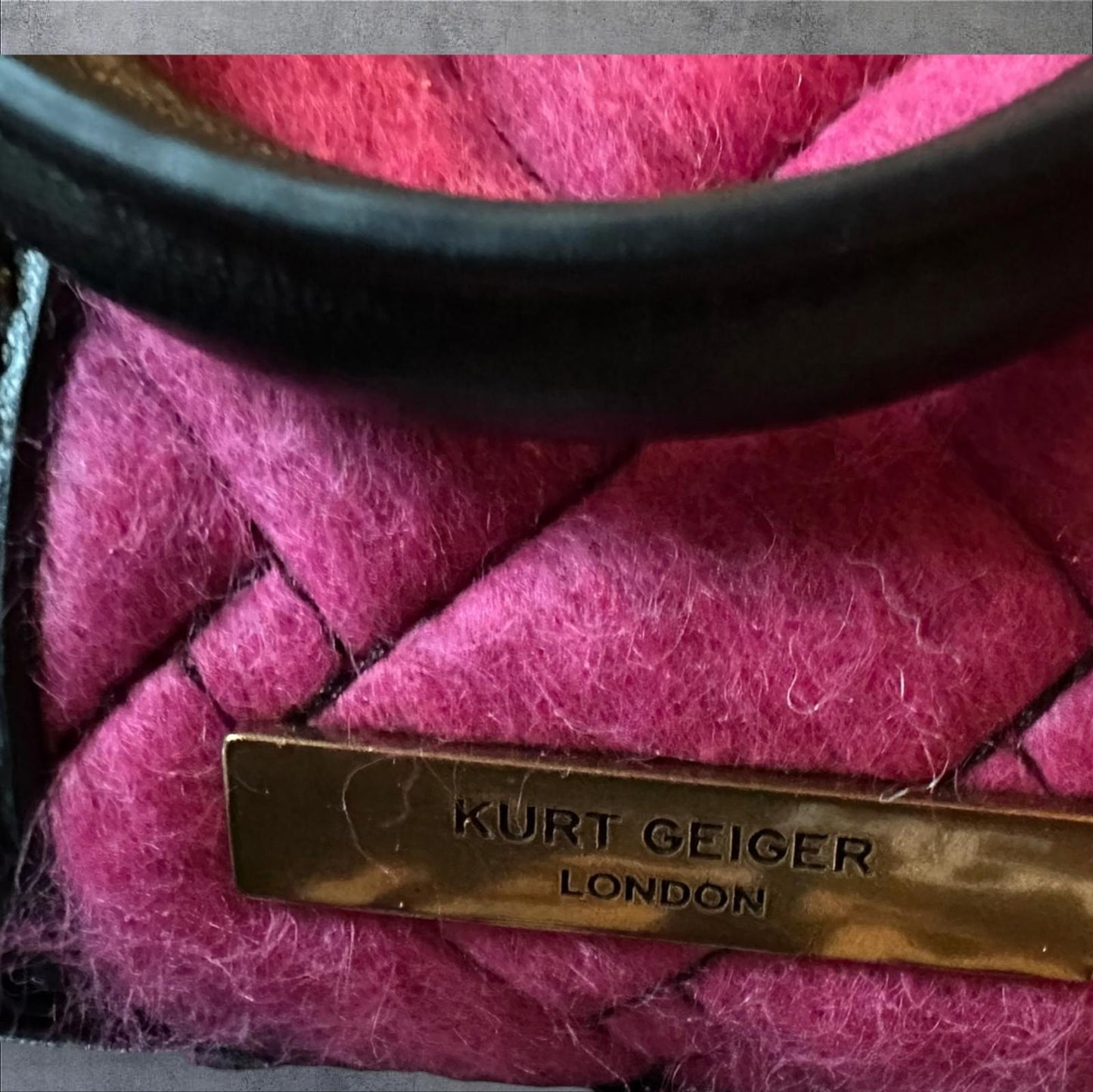 Kurt Geiger Small Kensington Boston Bag Fuchsia Tweed