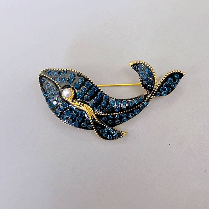 Vintage Blue Whale Brooch: Whale / M