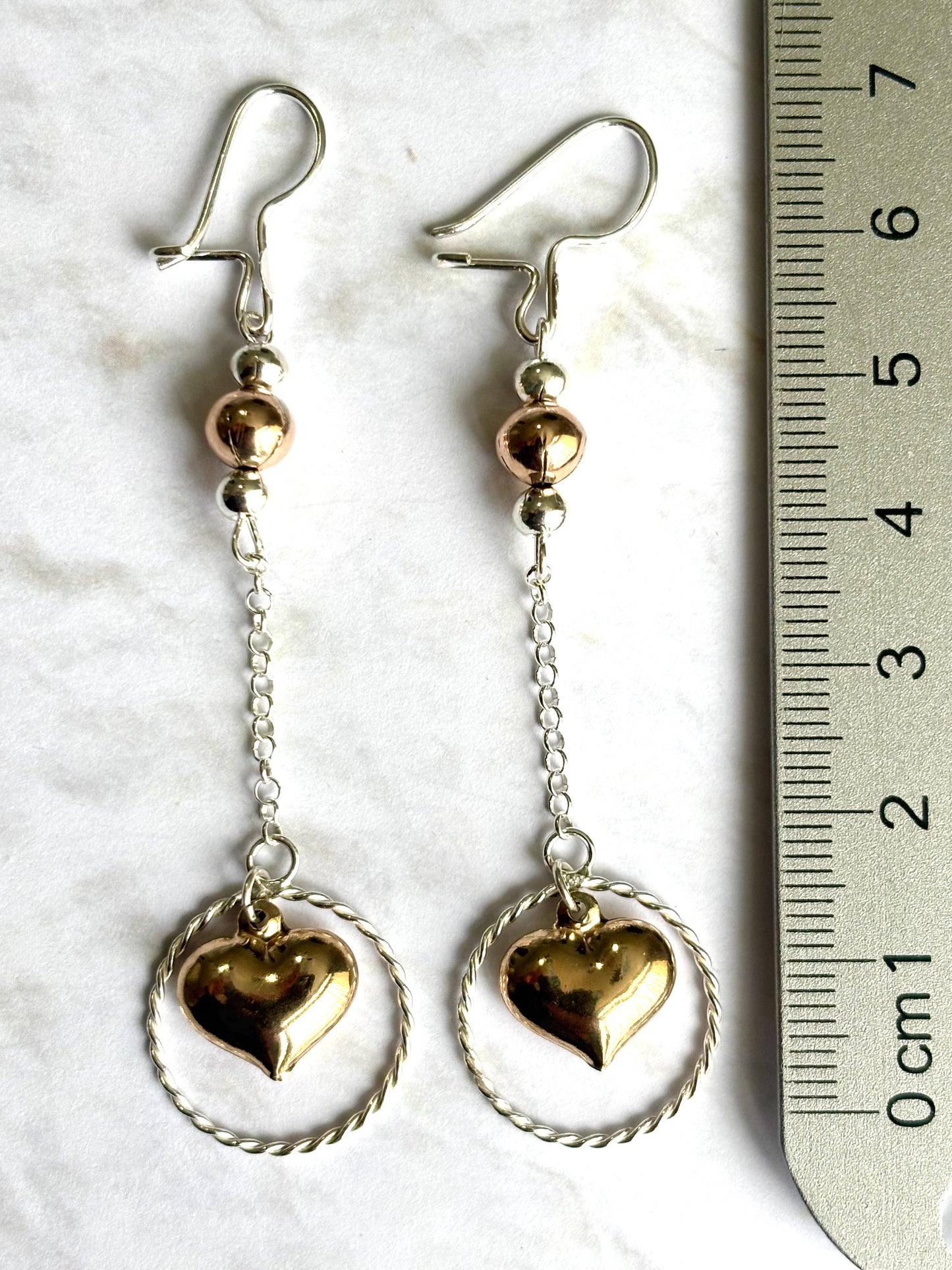 Puffy Heart Earrings in 925 Sterling Silver & 10K