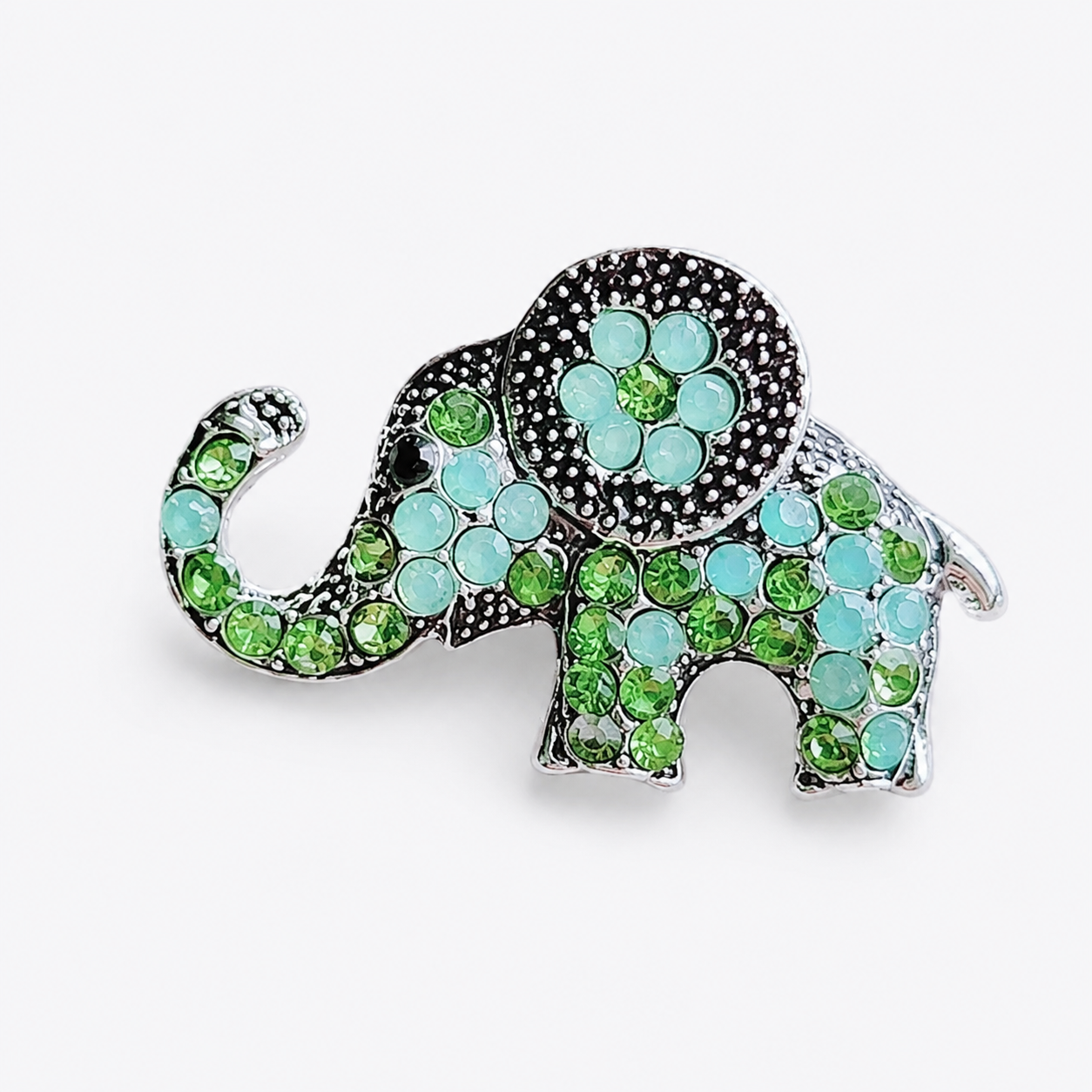 Ornate Crystal Elephant Statement Brooch Pin: A1