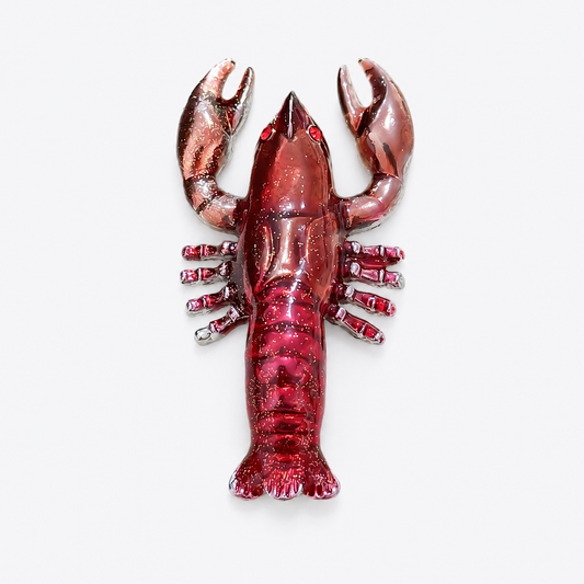 Vibrant Red Crayfish Animal Brooch Pin: A1