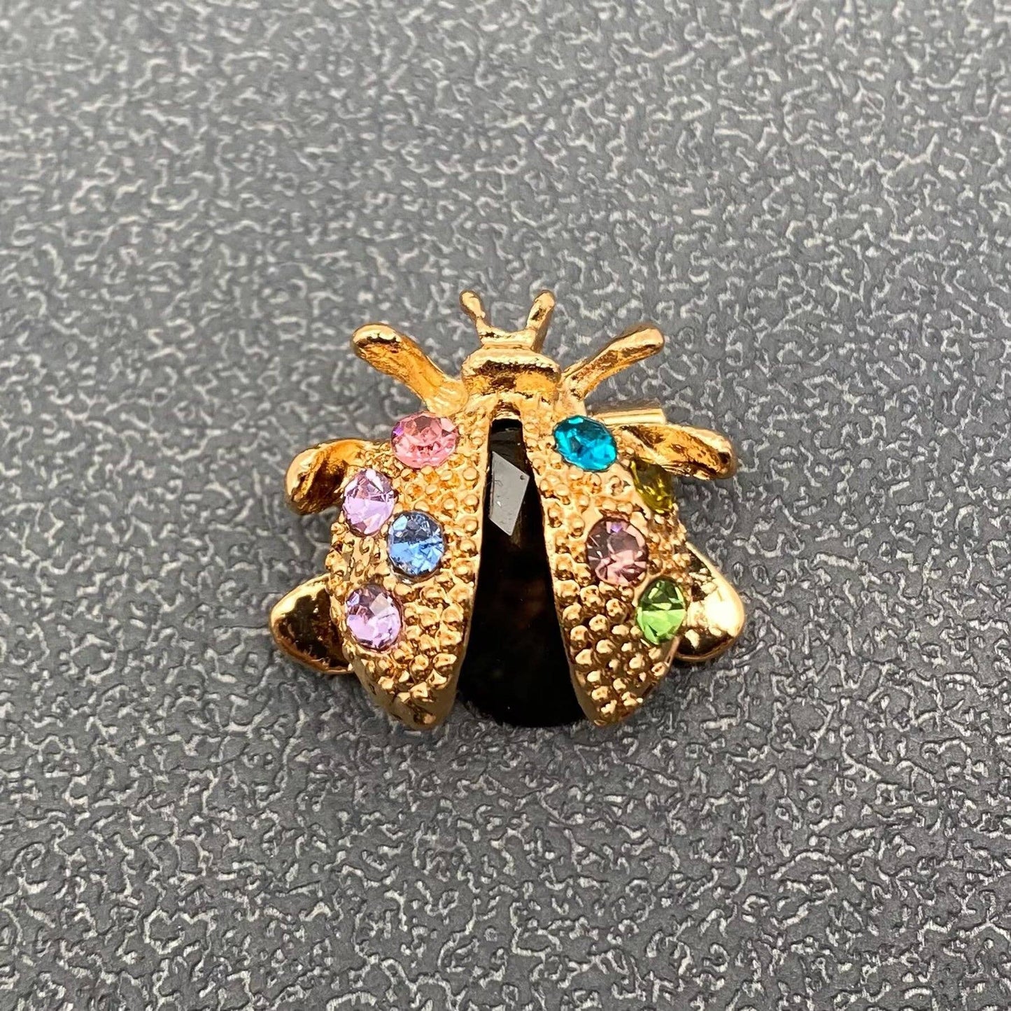 Colorful Rhinestone Ladybug Brooch: Colored