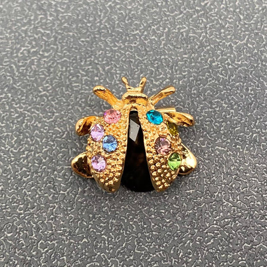 Colorful Rhinestone Ladybug Brooch: Colored