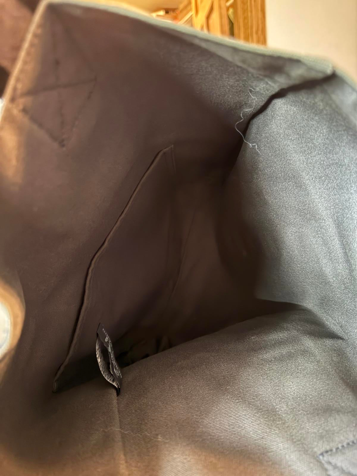 Hermes Gray Black Canvas Tote Bag Luxury Designer Purse