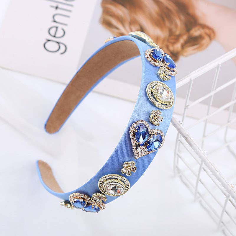 Baroque Glass Heart Headband Trendy Elegant Hair Accessory: Red