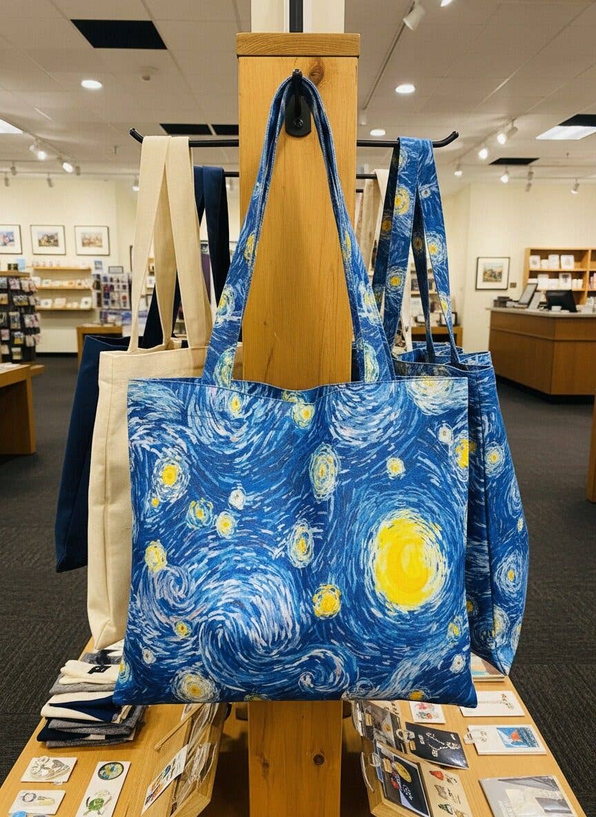 JCFB0183 Van Gogh-Inspired Starry Night Print Fabric Bag