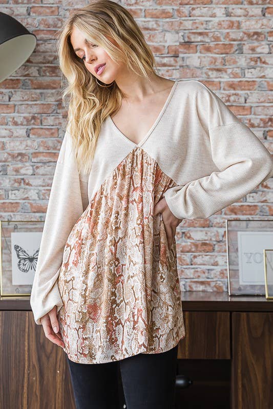 ET7348-10 BABYDOLL TOP: BRICK / 2-2-2 (S-M-L)